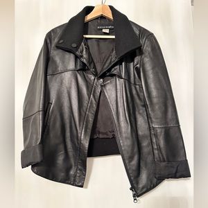 Vintage leather bomber jacket. Bianca Nygard. Size 8.